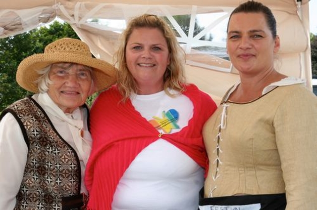 Gladys Williamson, Sharon Hurley and Michelle Kavanagh at the Wicklow Hospice stand at Enniskerry Victorian Field Day. 