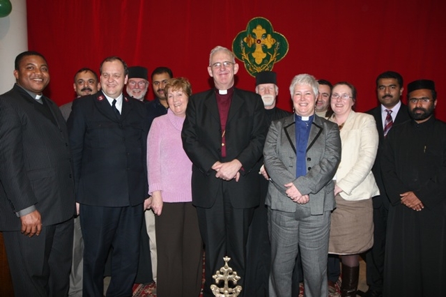 Some of the clergy and lay people present at the Ecumenical Service hosted by the Indian Orthodox Church in St George and St Thomas. Amongst those present from the Church of Ireland are the Archbishop of Dublin, the Most Revd Dr John Neill (Centre), the Revd Canon Katharine Poulton (centre right) and the Revd Obinna Ulogwara (left). Others present include Major Gordon Fozzard of the Salvation Army, Fr Godfrey O'Donnell of the Romanian Orthodox Church, Fr David Lonergan of the Antiochian Church and Fr Koshy Vaidyan of the Indian Orthodox Church.