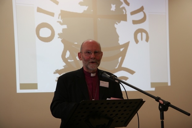 The Rt Revd David Atkinson, former Bishop of Thetford, England speaking at the AGM of the Irish Council of Churches in Quaker House, Rathfarnham.