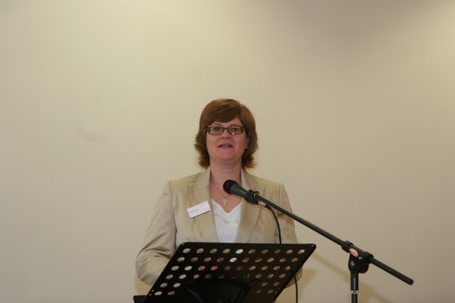 Fiona Murdoch of Eco-congregations Ireland speaking at the AGM of the Irish Council of Churches in Quaker House, Rathfarnham.