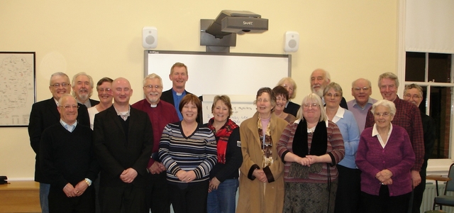 The Rt Revd Harold Miller (sixth from left), Bishop Of Down And Dromore, pictured with attendees following his talk on Lay Ministry in the Church of Ireland Theological Institute. Photo: John Woods, first year ordinand. 