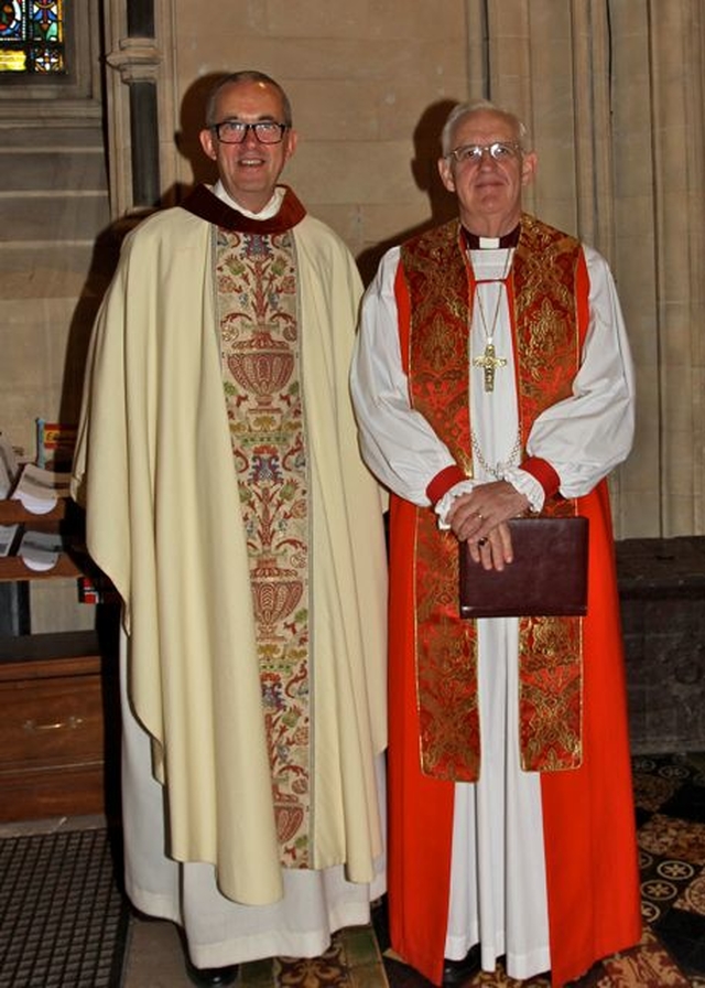 The Dean of Christ Church Cathedral, the Very Revd Dermot Dunne and former Archbishop of Dublin, the Most Revd John Neill following the Patronal Service at Christ Church Cathedral. 