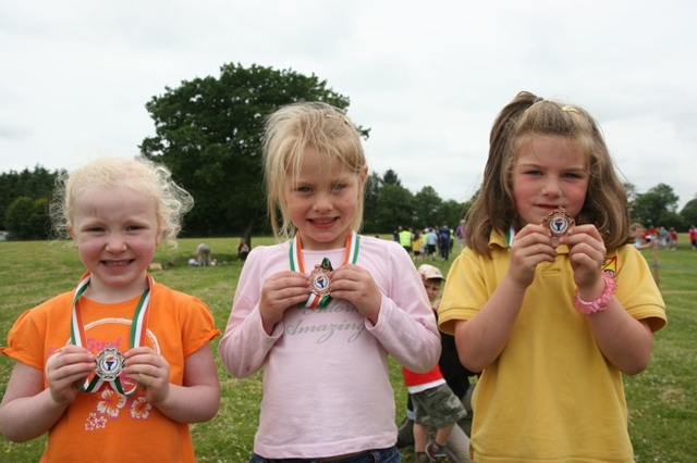 Gold, silver and bronze at the West Glendalough schools sports day in Donaghmore, Co Wicklow.