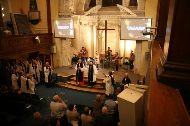 The Archbishop of Dublin, the Most Revd Dr Michael Jackson and the Revd Craig Cooney at the latter’s introduction as Minister in Charge of CORE.