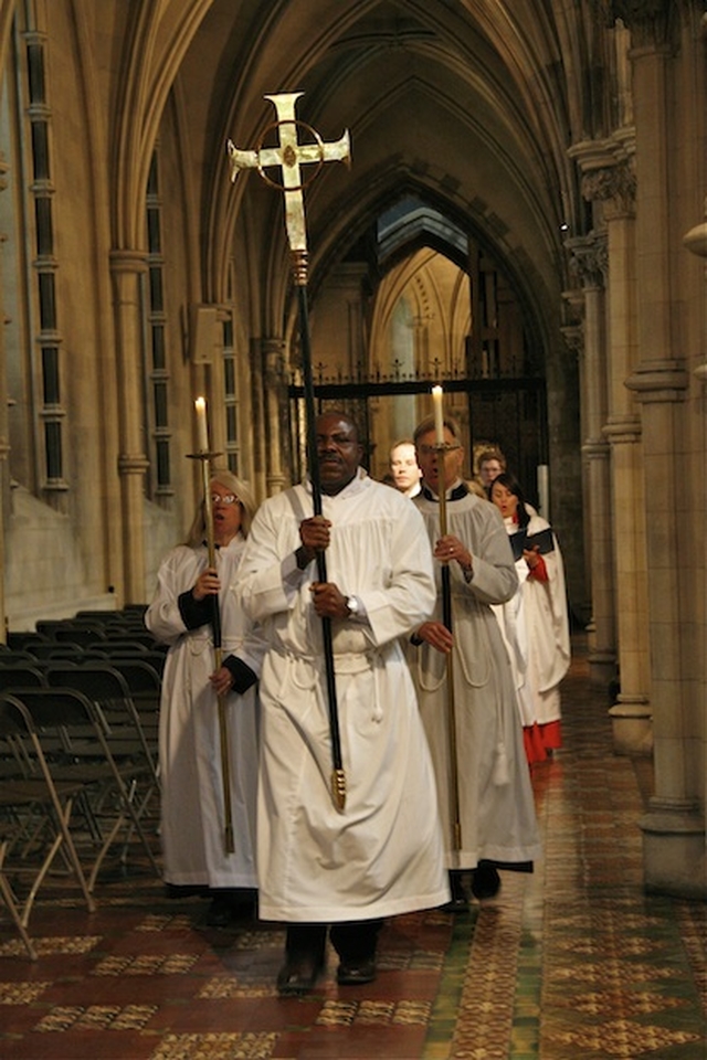 Procession at the Easter Sunday Festal Eucharist in Christ Church Cathedral, Dublin.