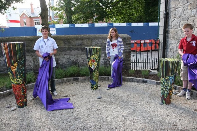 Pictured are three young people from the parish unveiling a sculpture in the grounds of Sandford Parish Church in memory of the late Desmond Harman, who (prior to being Dean of Christ Church Cathedral) was Rector of the parishes of Sandford and Milltown.