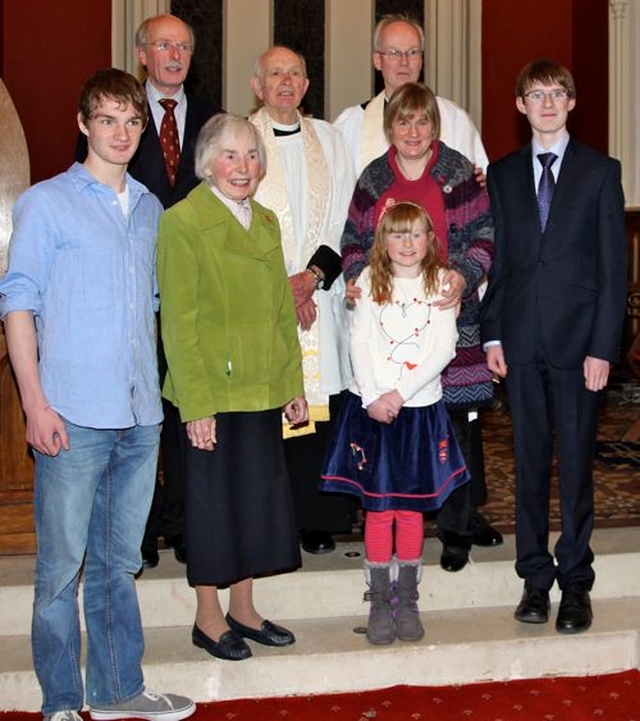 The Revd Niall Stratford with his family following his ordination to the priesthood in St Matthias’ Church, Killiney–Ballybrack, on All Saints’ Day, November 1. Niall is pictured with his wife Vivian Stratford, father the  Ven RM Stratford, mother Phyllis Stratford, brother, Kieth Stratford and his children. 