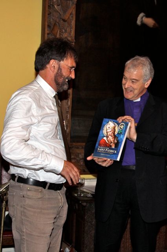Marcus Losack and Archbishop Michael Jackson at the launch of Marcus’s book Rediscovering Saint Patrick: A New Theory of Origins which took place in the Deanery of St Patrick’s Cathedral, Dublin, on Thursday October 24.