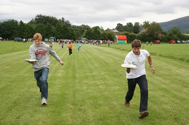 The waiter's race at the Donaghmore parish fete and sports day.