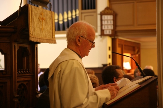 The Venerable Donald Keegan preaching at the ordination of his daughter, the Revd Ruth Elmes to the Priesthood in St Brigid's Church, Stillorgan.