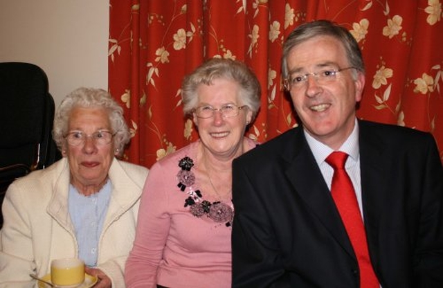 Alice Kerr, Muriel Flewett and Richard Ensor at the reception following the Rededication of the Mageough Home Chapel