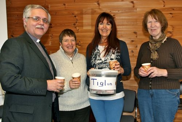 The Revd Ken Rue, Lesley Rue, Berna Glover and Anne Hobbs in The Hub in Ashford for a fundraising coffee morning in aid of the Tiglin rehabilitation centre which caters for men and women of any age wishing to overcome addiction. 