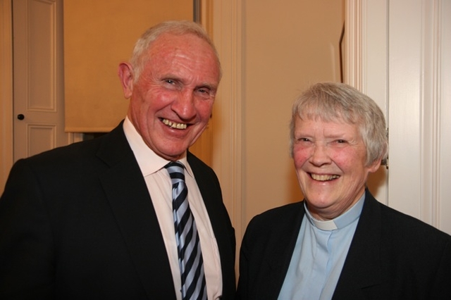 John Sharpe and the Revd Cecily West at the blessing and dedication of the newly refurbished Rectory in Tullow.