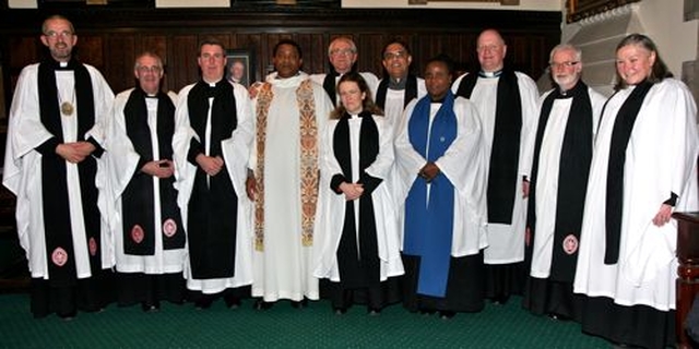 Clergy who attended the diocesan Discovery anniversary thanksgiving service in Christ Church Cathedral included the Dean of Christ Church Cathedral, the Very Revd Dermot Dunne; Canon Ted Ardis; the Revd David MacDonnell; Chaplain to the International Community, the Revd Obinna Ulogwara; Canon Horace McKinley (preacher); the Revd Elaine Dunne; the Revd Dr Jacob Thomas of the Church of South India; Stella Obe, Diocesan Lay Minister; the Revd William Deverell; Canon Neil McEndoo; and the Revd Martha Waller. 