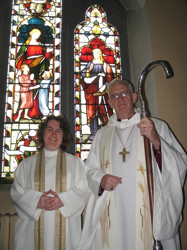 Pictured with the Archbishop of Dublin, the Most Revd Dr John Neill (right) before her commissioning as All Ireland Chaplain to the Girls’ Friendly Society is the Revd Janice Aiton.