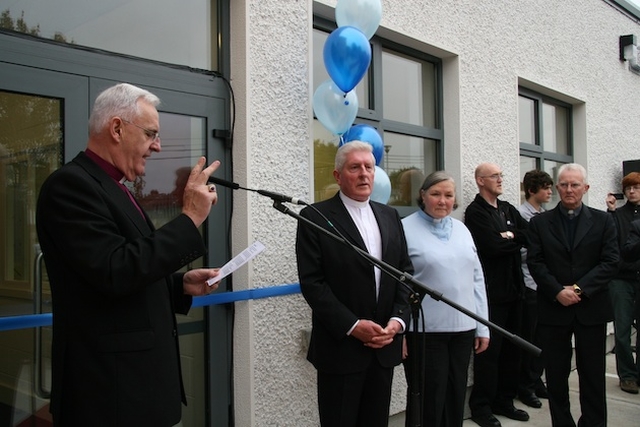 The Most Revd Dr John Neill, Archbishop of Dublin, blesses the official opening of Springdale National School's new building in Raheny.