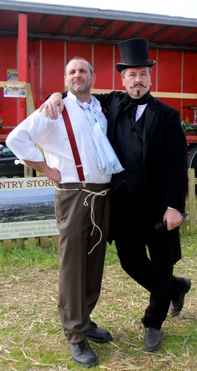 Ed Hick and Philip Boucher–Hayes, who acted as the announcer at the Enniskerry Victorian Field Day. 