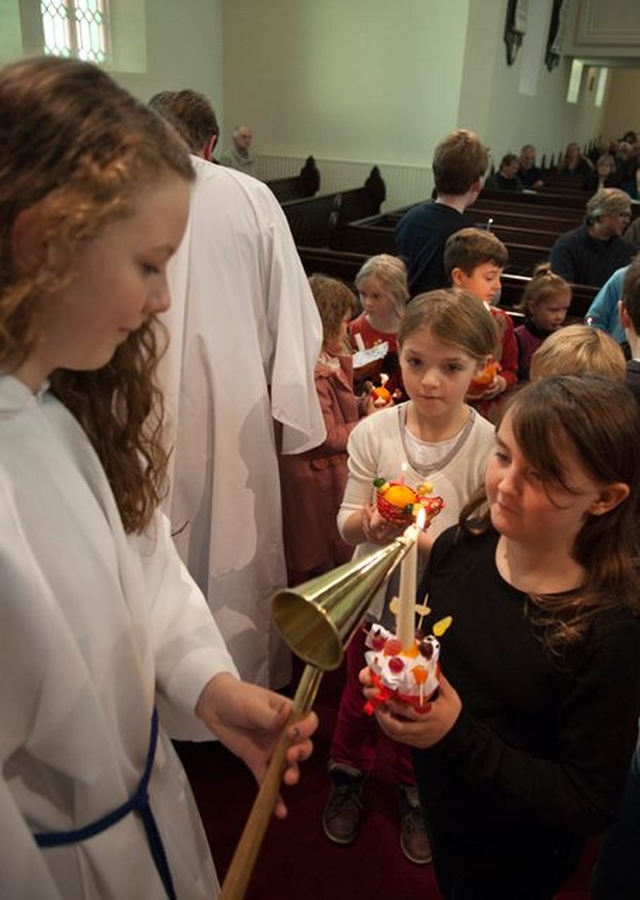 Children taking part in the Christingle Service in St Patrick’s Church, Dalkey.