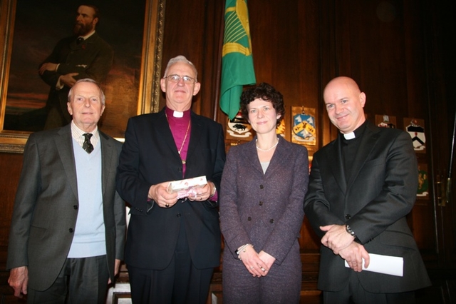 At the launch of the Friends of St Ann's Society in the Mansion House, Archbishop Neill was presented with gifts by parishioners to mark his upcoming retirement . 