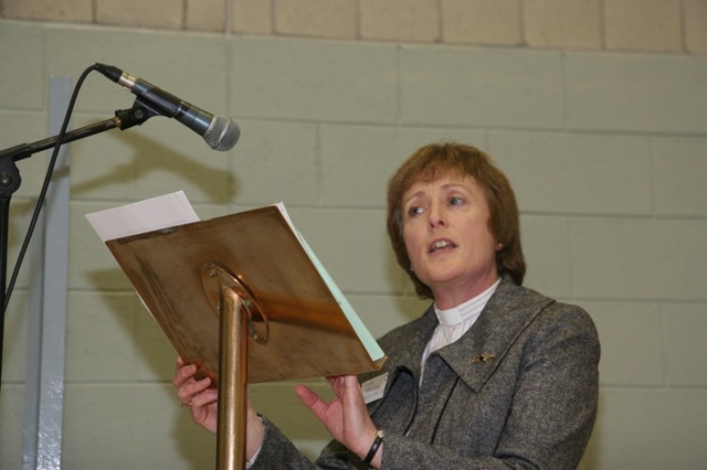 The Revd Adrienne Galligan (Crumlin and Chapelizod) seconding acceptance of the Diocesan Board of Education report at the Dublin and Glendalough Diocesan Synods in Christ Church, Taney.