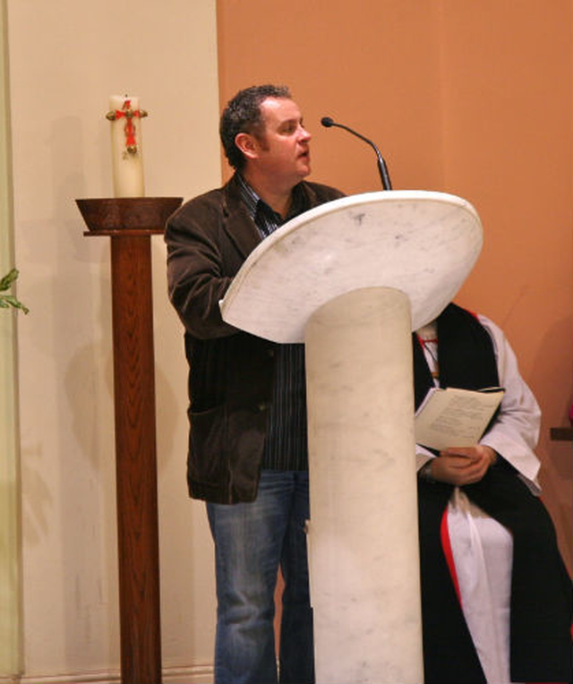 Revd Julian Hamilton, Trinity College Dublin chaplain for Methodists and Presbyterians, reads a reflection of Zaccheus at the Inaugural Service for the Week of Prayer for Christian Unity in the Church of Saints Columbanus and Gall in Milltown.