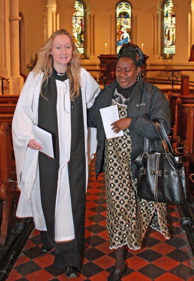 The Revd Sonia Gyles with Margaret Kisilu from a Christian Aid partner organisation who preached in both Sandford and St Philip’s churches.