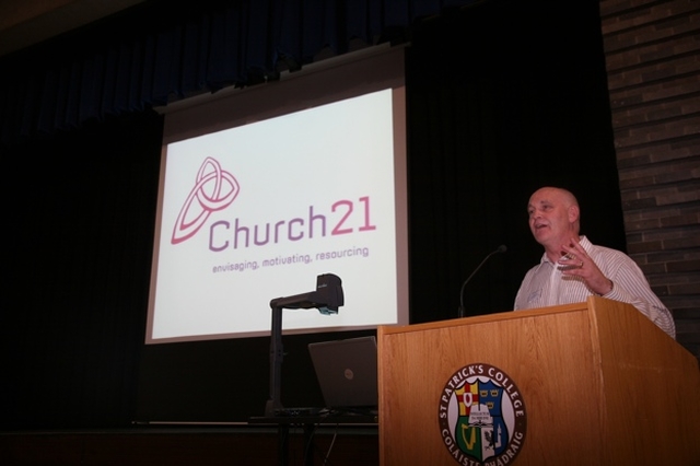 Pictured is the Revd Paul Hoey speaking at the Church 21 Conference in St Patrick's College, Drumcondra. The conference brought together people from 25 parishes throughout Ireland on the theme of parish development.