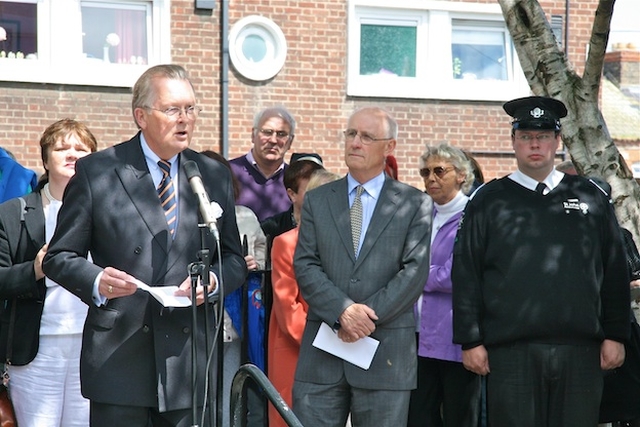 German Ambassador Busso Von Alvensleben addressing the crowd at the memorial ceremony to commemorate the 70th anniversary of the North Strand Bombing in the Memorial Garden at Marino College of Further Education. 