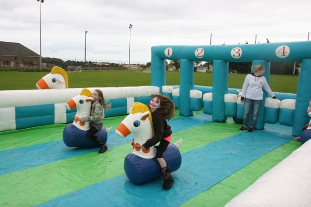 On their way at the Enniskerry Family Fun Day in the local GAA Club grounds. The event is part of the Ecumenical Enniskerry Youth Festival.