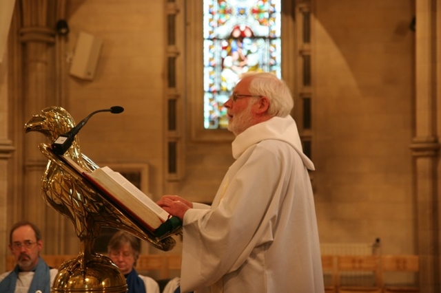 The Revd Canon Neil McEndoo reads the lesson at Chrism Eucharist in Christ Church Cathedral.