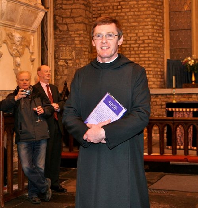 Canon Mark Gardner welcomes people to St Audoen’s Church, Cornmarket, for the launch of The Vestry Records of the Parish of St Audoen, Dublin, 1636–1702, edited by Maighréad Ní Mhurchadha.