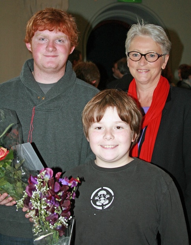 Irene Barber with past and present pupils at a presentation to mark her retirement as a teacher in Sandford Parish National School. Photo: David Wynne.