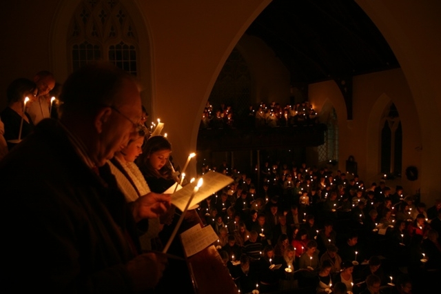 The Scene in Christ Church Taney for a Candlelit Service in the parish.