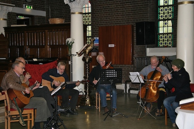 Musicians pictured at the Irish Veteran Cyclists Association Annual Ecumenical Service in the Church of St George and St Thomas, Cathal Brugha Street, Dublin.