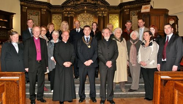 Representatives of the charities who benefited from the funds raised by the 2012 Black Santa Sit Out at St Ann’s, Dawson Street, gathered in the church to receive their cheques on Sunday February 10. Over €30,000 was handed out to 16 charities. These included Bishops’ Appeal, Barnardos, Bridge Café Bray, Discovery, Laura Lynn Foundation, Merchants Quay Project, Pact, Protestant Aid, Salvation Army, Simon Community, Sharing Point, Samaritans, Trust, the Solas Project, Tirzah and St Vincent de Paul. 