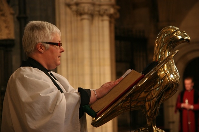 The Revd Canon Katharine Poulton reading the lesson at the 60th Annual Thanksgiving for the Gift of Sport in Christ Church Cathedral.