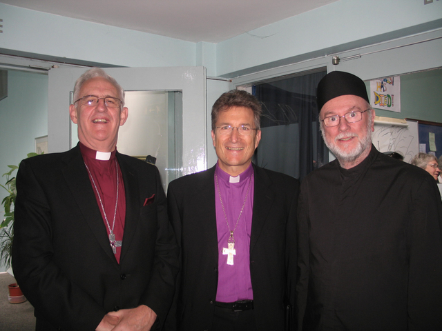 Pictured during the visit of the Chairman of the Council of the (Lutheran) Evangelical Church in Germany (EKD), Bishop Dr Wolfgang Huber to Dublin are the Archbishop of Dublin, the Most Revd Dr John Neill, Dr Huber and Fr Godfrey O'Donnell of the Romanian Orthodox Church and Chairman of the Dublin Council of Churches. Dr Huber was delivering a lecture in Centenary Methodist Church in Dublin.