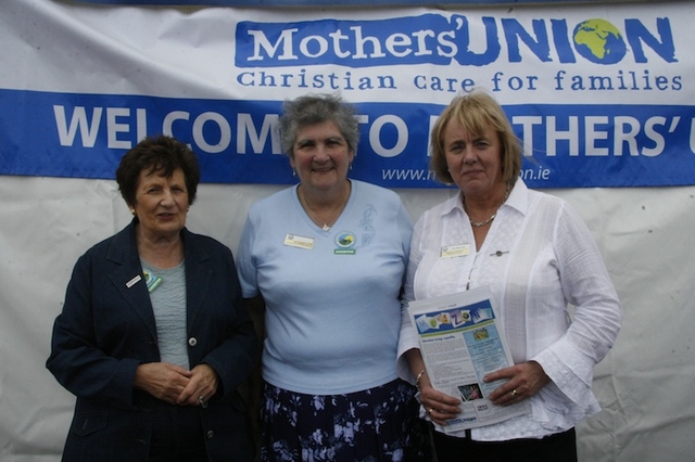 Pictured outside the Mothers' Union stall were Avril Gillatt, Area President; Jean Denner, Diocesan Enterprise Representative; and Susan Cathcart, All-Ireland Marketing Co-ordinator.
