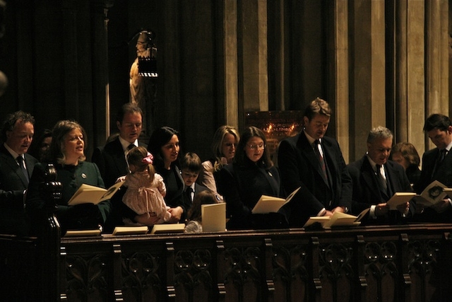 Family members pictured at the Service of Thanksgiving to commemorate the life of Miranda Guinness, Countess of Iveagh, in St Patrick's Cathedral, Dublin