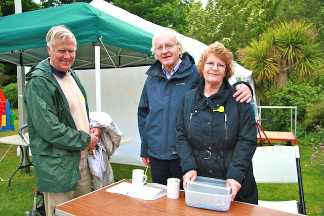 Christopher Keddie and Stan and Jane Glover manning the gates at the Parish Fête at St Mary's Church, Howth.