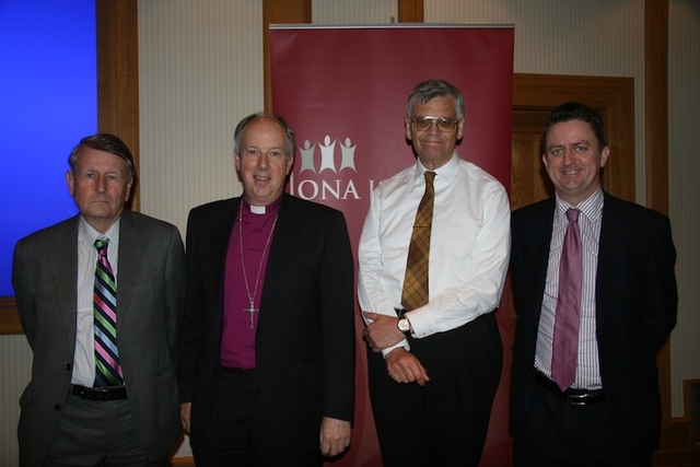 Pictured at the Iona Institute Conference 'In defence of freedom of conscience and religion' were Professor Roger Trigg;  Rt Revd Ken Good, Bishop of Derry and Raphoe; Neil Addison; and David Quinn, founder of the Institute. 