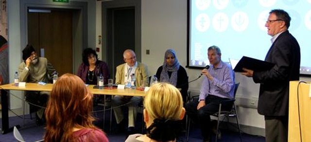 The panel of speakers at Dublin City Interfaith Forum’s launch of Come and See – a booklet which contains tips on what to do when visiting the city’s sacred spaces. The panel included Dr Jasbir Singh Puri, Dr Melanie Brown, Aksobhin Tracy, Naseem Mehdi and the Revd John Stephens. Their discussion on various aspects of faith was facilitated by Fr Alan Hilliard. The launch took place in the Chester Beaty Library on June 20. 