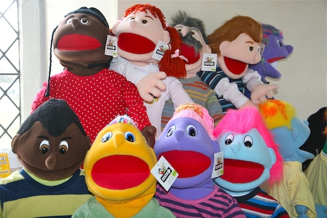 Puppets pictured at the Building Blocks Conference, All Hallows College.