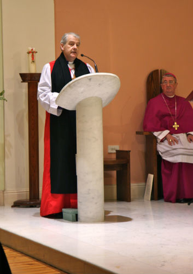 Archbishop of Dublin, the Most Revd Dr Michael Jackson, delivers his sermon at the Inaugural Service for the Week of Prayer for Christian Unity 2012 in the Church of Saints Columbanus and Gall in Milltown. 
