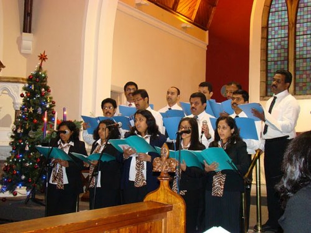 The Choir at the Christmas Carol Service of the Church of South India (Malayalam) at St Catherine’s in early December.