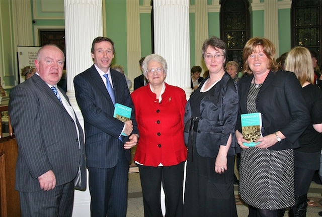 Tom O’Sullivan, Assistant General Secretary of the Irish National Teachers’ Organisation; Dr Harold Hislop, Chief Inspector of the Department of Education and Skills; Dr Susan Parkes, author; Dr Anne Lodge, Principal of CICE, and Geraldine O'Connor, CICE, pictured at the relaunch of Dr Parkes' Kildare Place: The History of the Church of Ireland Training College and College of Education 1811-2010 in the National Library of Ireland, Kildare St, Dublin. The college is celebrating its bicentenary this year. 