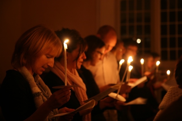 Worshipers at the Candlelit Carol Service in Christ Church, Taney.