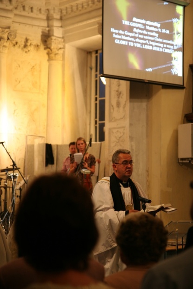 The Dean of Christ Church Cathedral, the Very Revd Dermot Dunne reading the Gospel at the introduction of the Revd Craig Cooney as Minister in Charge of CORE.