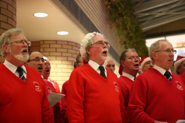 A section from the Dublin Welsh Male Voice Choir. The Choir entertained patients and staff in Tallaght Hospital with a selection of seasonal Christmas Carols and some Welsh songs.