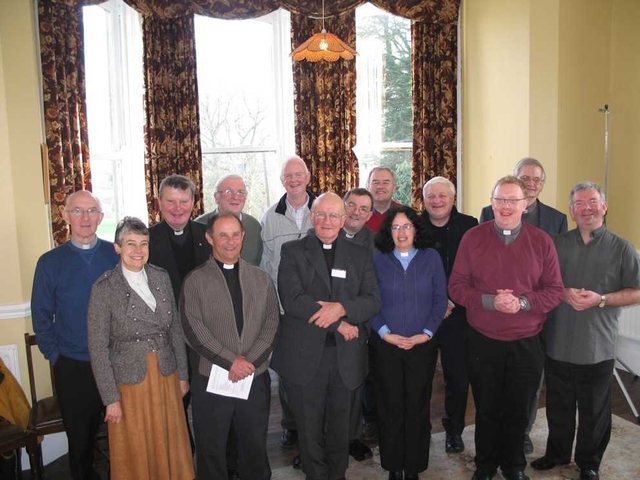 A meeting of Church of Ireland, Roman Catholic, Methodist and Presbyterian clergy from the Glendalough area during  Christian Unity week.